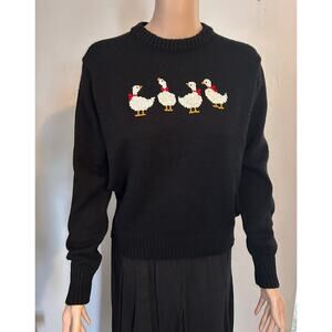 Classic Fashion Knitted Duck Embroidered Sweater Long Sleeve Ladies Vtg XL
